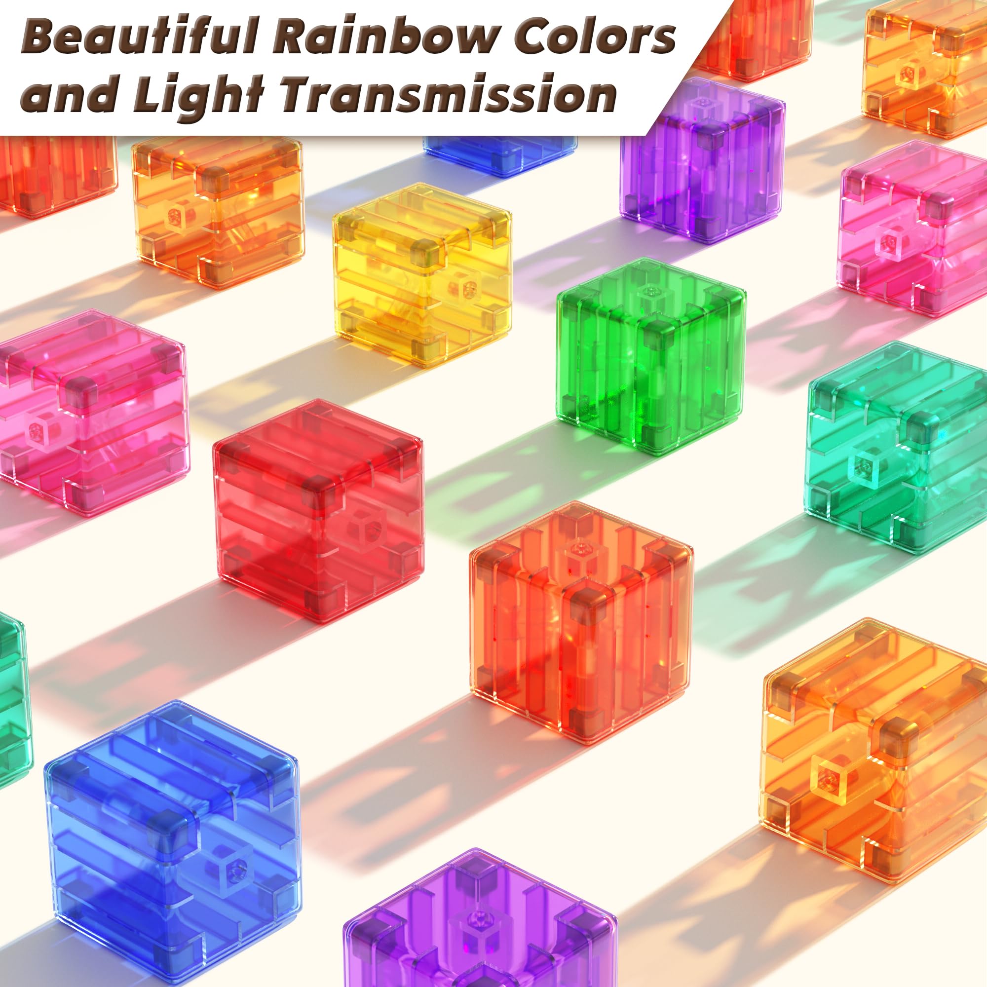 Apluses 45PCS Magnetic Blocks - Transparent Magnet Cubes, Toddler Building Blocks, Sensory Autism Gifts for Kids Ages 3+, Preschool Travel Toys for 3-5 Year Old Boys and Girls