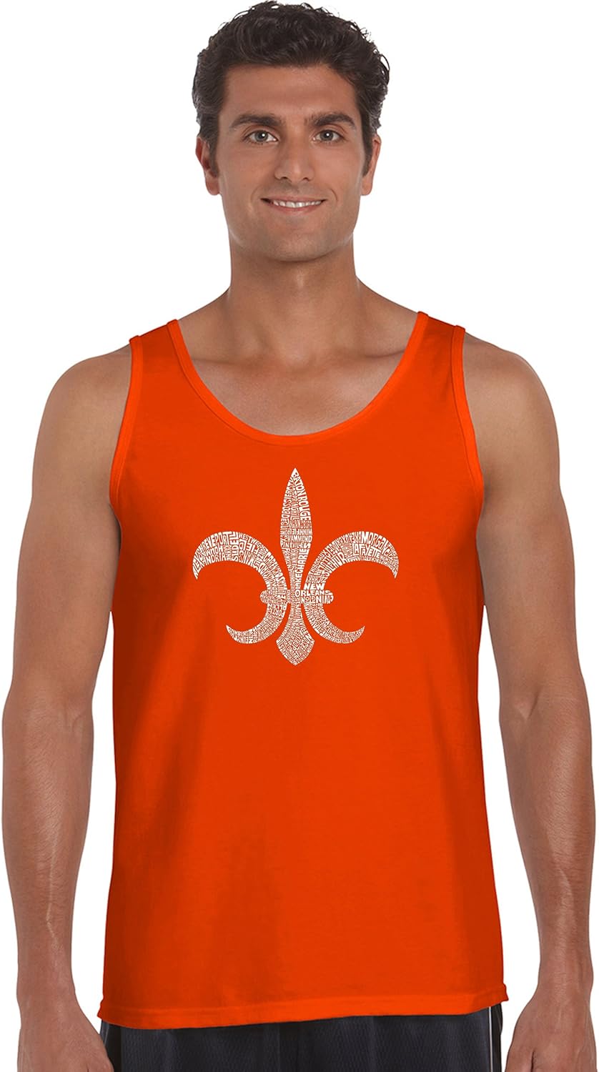 Men's Word Art Tank Top - Fleur DE LIS - Popular Louisiana Cities- LA Pop Art
