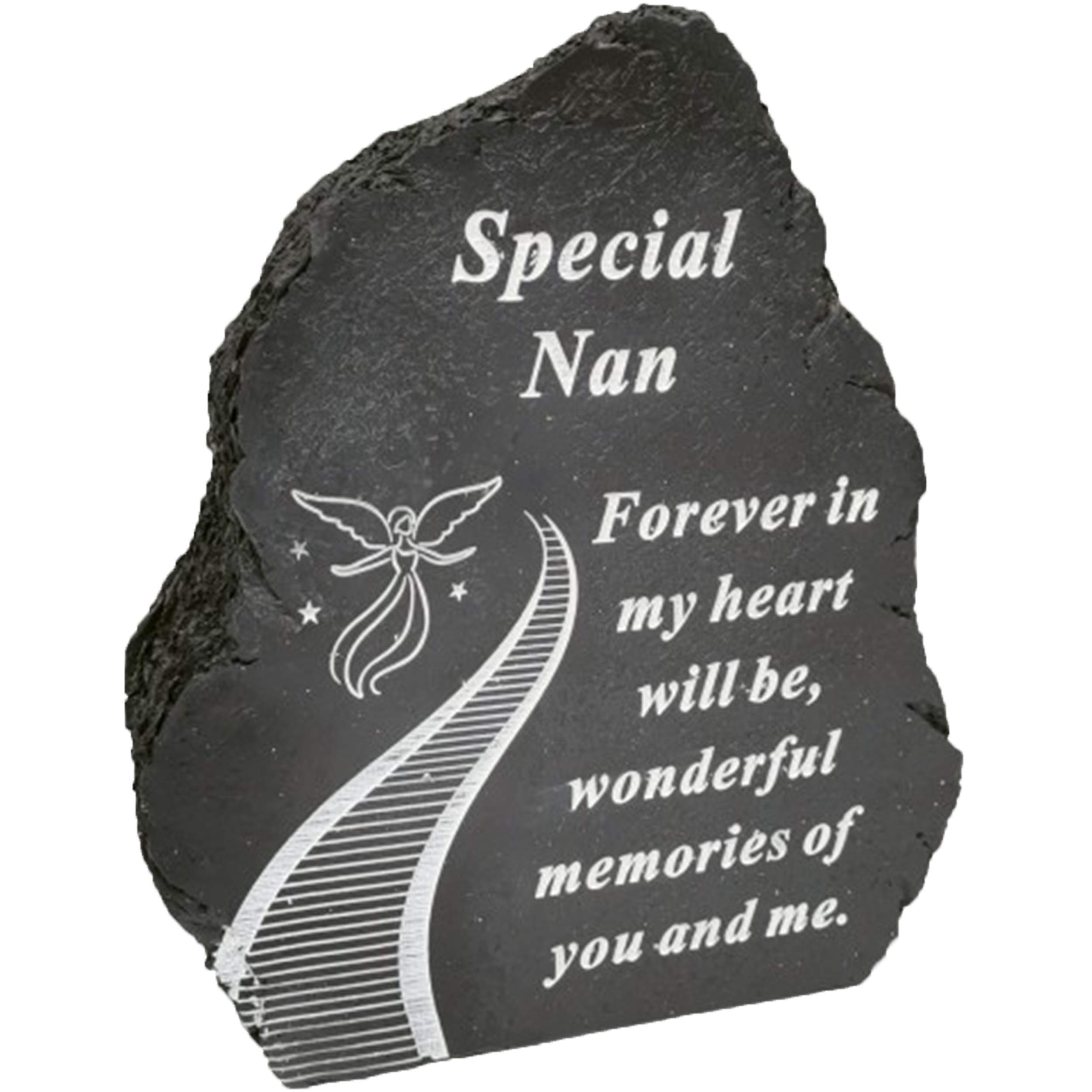 Black And White Stairway To Heaven Special Nan Tribute Detail Rock Memorial Grave Plaque