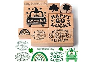 Supervitae 8 Pcs St. Patrick's Day Rubber Stamp Set Wooden Rubber Stamps St. Patrick Day's Gnome Vintage Wooden Rubber Art Stamps for Crafting and DIY Scrapbooking Card Making Hand Book