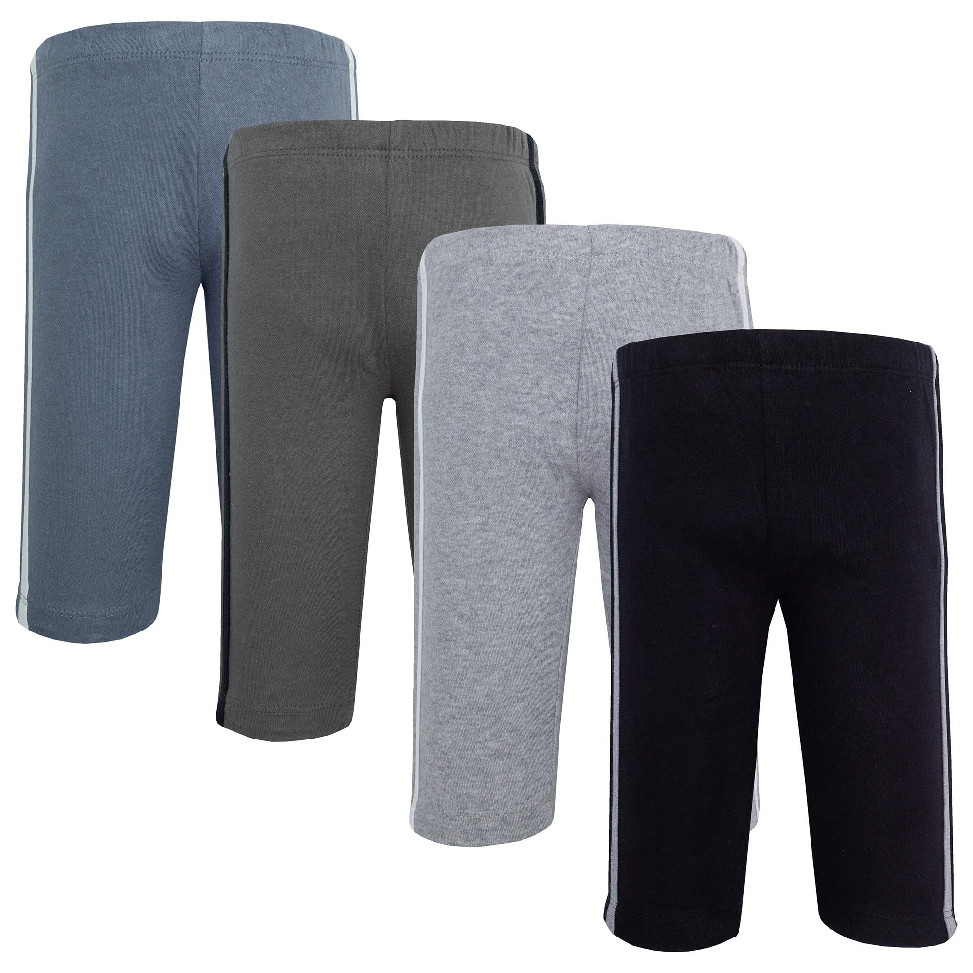 Hudson Baby Unisex Baby Cotton Pants and Leggings, Heather Gray Black, 4T