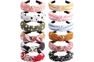 VELSCRUN Hairband - 12 Pack Wide Knotted Headbands for Women - Elastic Turban Boho Bandeau Hair Accessories for Washing Face, Yoga, Running, Hiking, Party, Traveling, Shopping