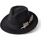 MTKCM Classic Wide Brim Fedora Hats Wide Brim Felt Dress Hat for Men
