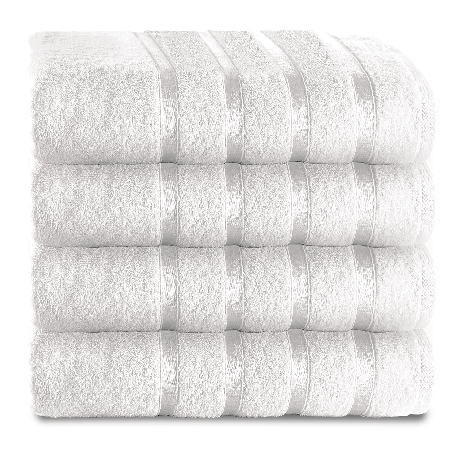 GC GAVENO CAVAILIA Fade Resistant Luxury, Extra Absorbent 100% Ringspun Egyptian Cotton 500 GSM Bathroom Set, White, 4 Pk Bath Towel