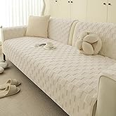 Foxdecor Couch Covers for 3 Cushion Couch Sofa Pet Friendly, Funny Fuzzy Pet Couch Covers, Anti Slip Sofa Covers Dog Cover for Couch Protector. (Cream White, 30x70 inch)