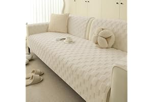 Foxdecor Couch Covers for 3 Cushion Couch Sofa Pet Friendly, Funny Fuzzy Pet Couch Covers, Anti Slip Sofa Covers Dog Cover for Couch Protector. (Cream White, 30x70 inch)