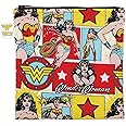 Bumkins Reusable Sandwich and Snack Bags, for Kids School Lunch and for Adults Portion, Washable Fabric, Waterproof Cloth Zip Bag, Travel Pouch, Food-Safe Storage, Large, DC Comics Wonder Woman