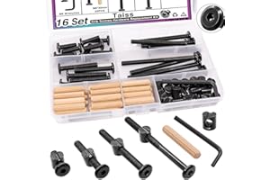 Taiss 16 Set Crib Screws M6x20mm/ 40mm/ 60mm/ 80mm Baby Bed Crib Bolts Hardware Replacement Kit,Hex Socket Cap Screws Bolt,Barrel Nuts&Dowel Pins for Beds Furniture
