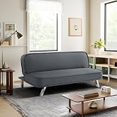 Serta Terrell 66.1" Convertible Futon Sofa, Short Twin Size, Dream Coil Comfort, Fingerguard Pinch Point Protection, Woven Polyester Fabric, Charcoal