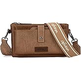 Wrangler Crossbody Wallet Purses Multi-function Card Holder Small Purse with Double Zipper
