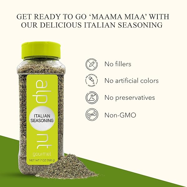ALPONT GOURMET ITALIAN SEASONING 7OZ (198G), ALL NATURAL, NON-GMO, PACKED TO KEEP IT FRESH, PREMIUM QUALITY