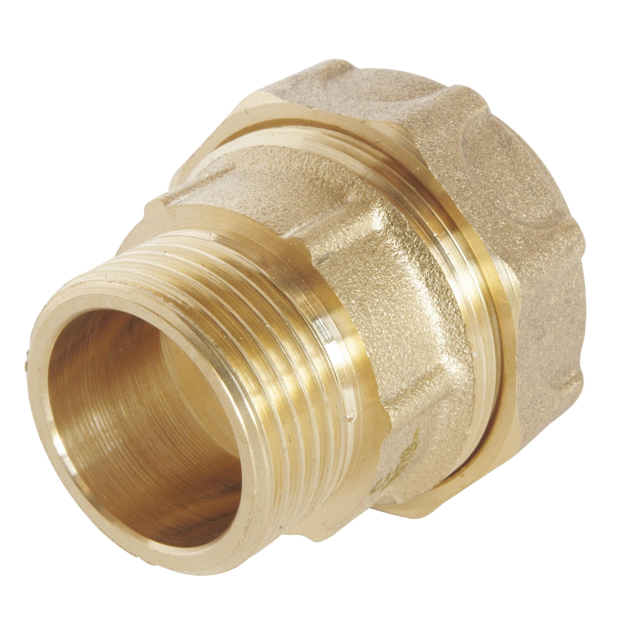 Somatherm 836-25-20, Straight Brass Connector with External Tightening Tube Male Optimal Tightness-Pressure 20 bar-Temperature +5°C to +80°C-ACS Standard, Gray, PE Ø25 mm-Mâle 3/4