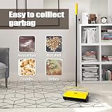 JEHONN Carpet Sweeper Manual with Horsehair Dual Rollers Yellow view 4