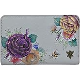 Anuschka Women's Hand-Painted Genuine Leather Two Fold RFID Blocking Organizer Wallet - Floral Charm