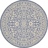 Unique Loom Outdoor Botanical Collection Area Rug - Allover (6' 1" Round, Blue/ Beige)