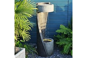 SERBILHOME Garden Water Fountain Outdoor Waterfall - Indoor Floor Standing Outdoor Fountain with Lights 35 inch Rainfall Modern Outdoor Water Fountains Plant Holder Patios, Gardens Outdoor Spaces