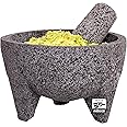 Molcajete 8 in Mexican, Handmade with Natural Volcanic Stone, Artisanal Kitchen Utensil for Grinding with Pores for Crushing, Specially Designed for Grinding Spices, Sauces, and Guacamole