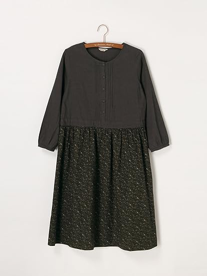 Amazon サマンサモスモス Sm2 ドッキング花柄無地ワンピ チャコールグレー F ワンピース チュニック 通販