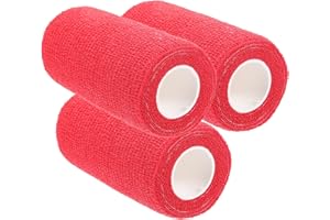 HOUDERCO 3 Rolls Red Hockey Grip Tape 10cm X 4.5m Wear-Resistant Anti-Skid Sweat-Absorbing Tape Strips