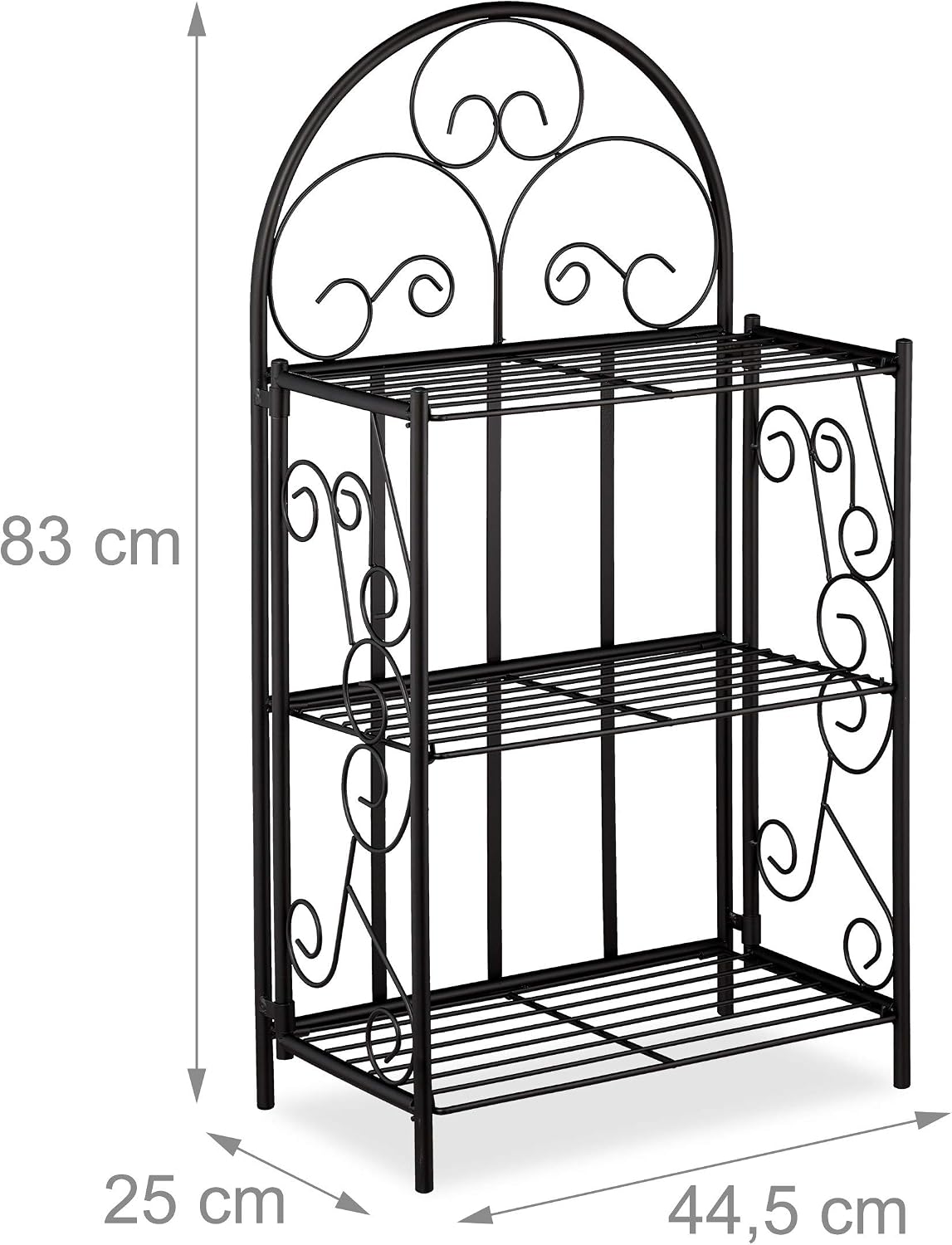 Relaxdays Plant Stand, Flower Rack with 3 Shelves, Foldable, H x W x D: 83 x 44.5 x 25 cm, Metal, Black, 1 item - Image 5