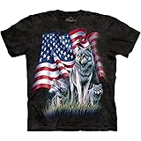 The Mountain Mens Wolf Flag Short Sleeve Tee