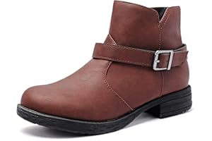 Ataiwee Women's Ankle Boots, Classic Side Zip Comfortable Thick Block Heel Boots.