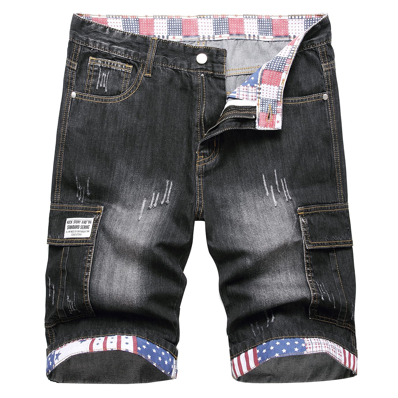 Men's Casual Cotton Cargo Shorts Straight Fit Summer Denim Jeans Shorts