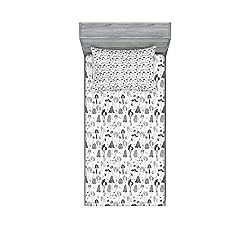 Ambesonne Mushroom Fitted Sheet & Pillow Sham