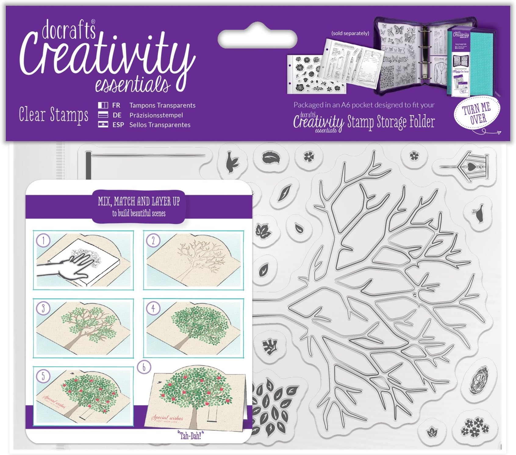 Creativity Essentials"Build A Tree" Stamp Set, Clear, 30-Piece