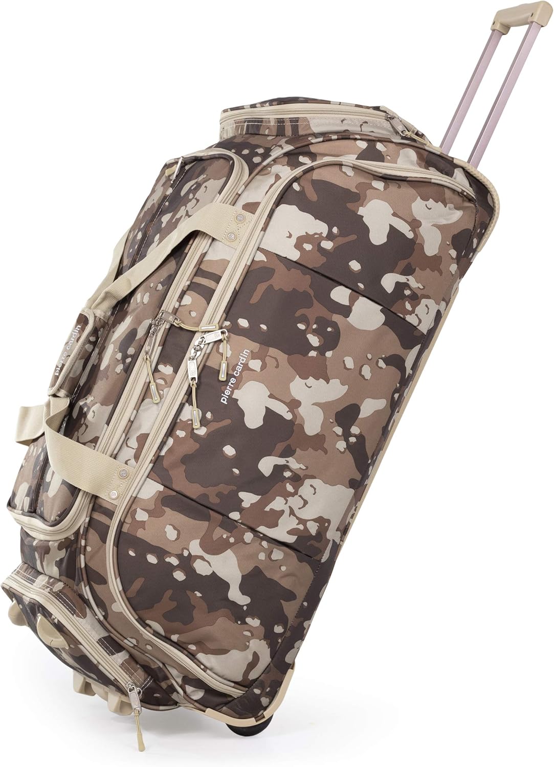 Lightweight Large Holdall with Wheels - Camouflaged Roller Bag by Pierre Cardin, Green, Brown, Beige (Camouflage), Large Camo 30"