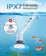 XAPROO Upgraded Electric Cleaning Brush IPX7 Waterproof 2 Speeds Long Handle view 5