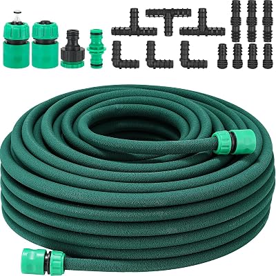TLGREEN 50M Soaker Hose Set Drip Irrigation Leaky Pipe 1/2" 16.8mm