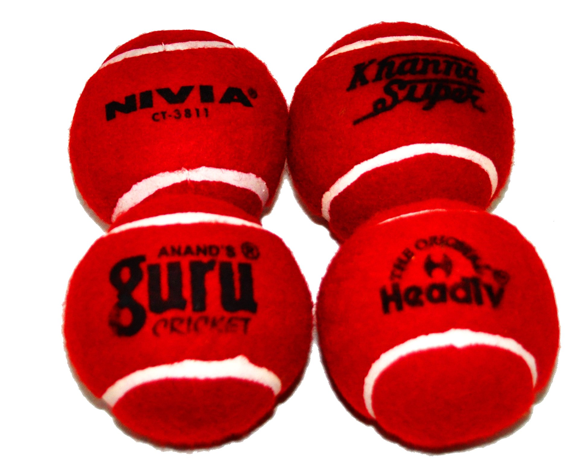 Hard & Heavy Cricket Tennis Balls (Assorted Pack of 4 Red Balls) Buy