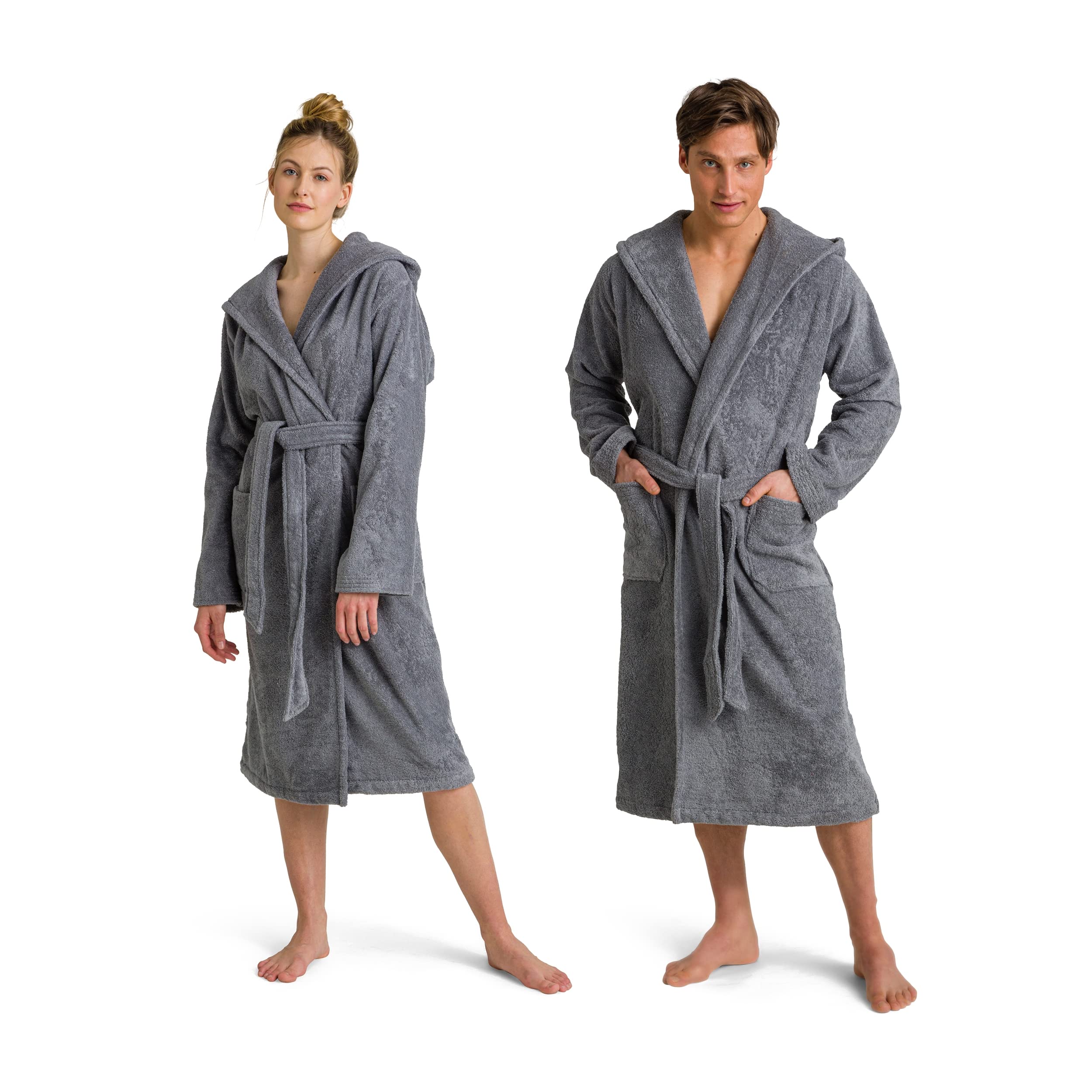 Möve Superwuschel hooded bathrobe in size XL made of 100% cotton, stone