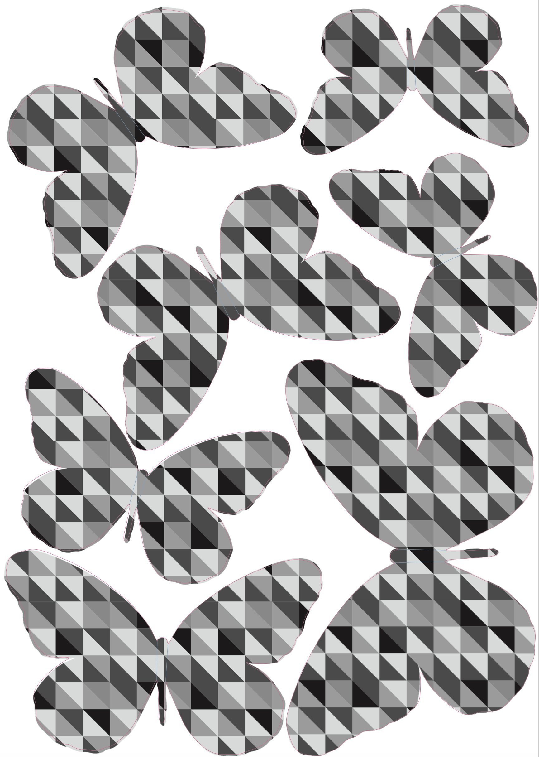 PLAGE 301502 3D Charming Butterfly Stickers Black and White Scandinavian Butterflies 7 Butterflies between 8 and 14 x 11 cm x 6.5 cm, Plastic, 14 x 100 x 11 cm