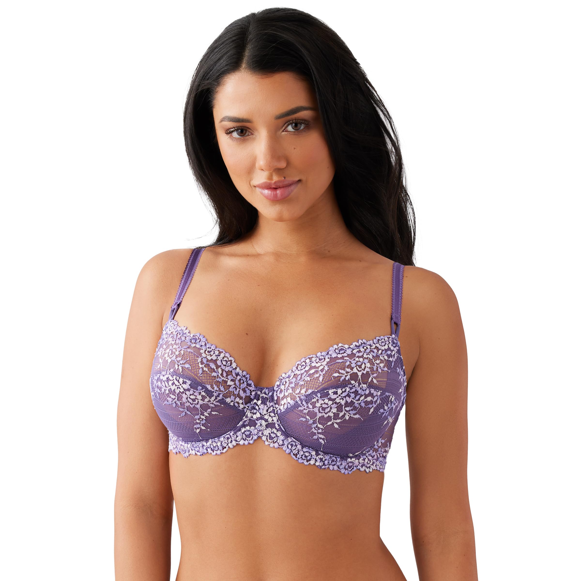 Wacoal Women's Embrace Lace Unlined Underwire Mid Coverage Bra, 65191, Grape Compote Multi, 34C Image