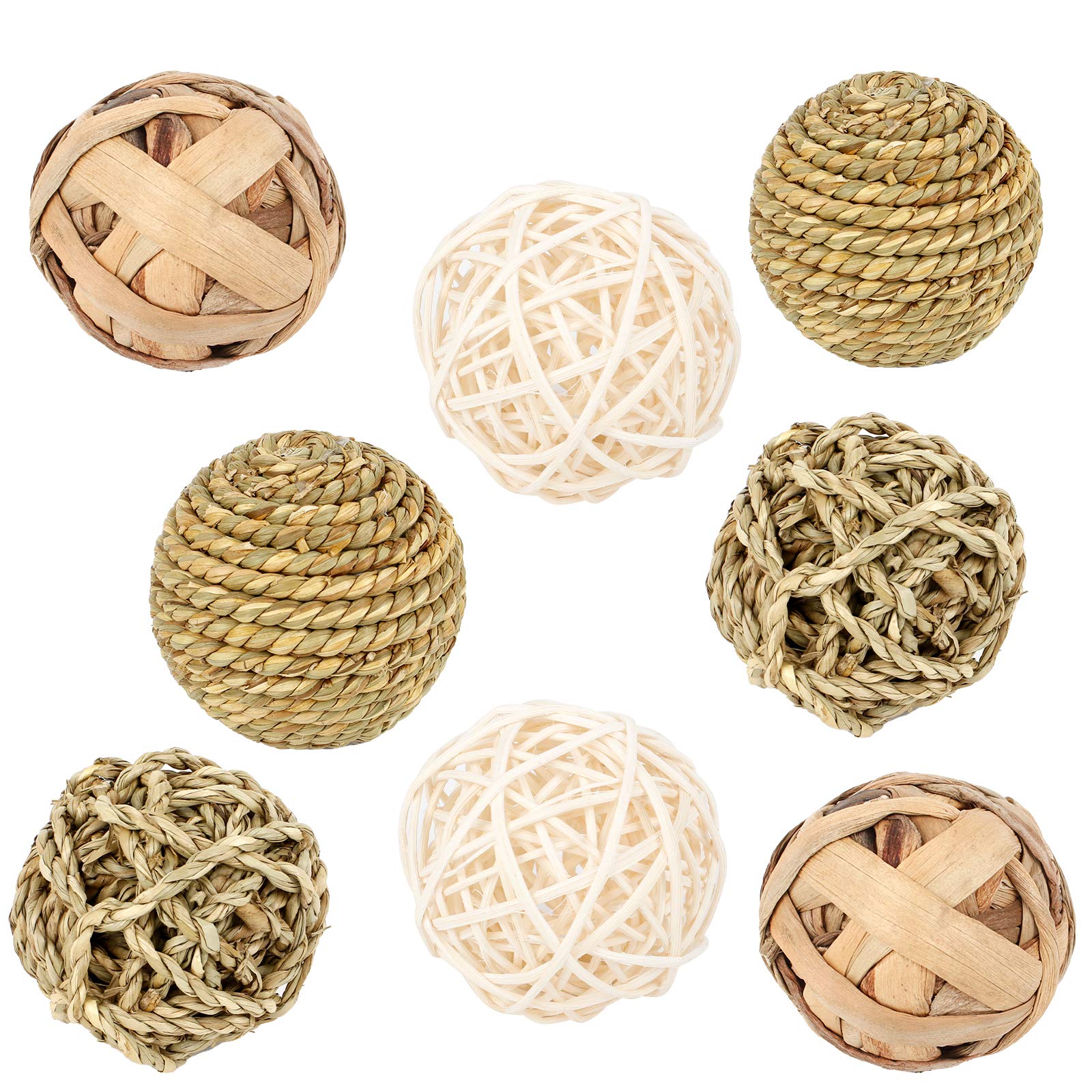 Jubaopen 8PCS Animal Fun Balls Chew Rattan Balls Small Chew Toys Animal Activity Toys for Rabbits Various Types of Small Animals