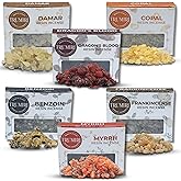 Resin Incense - Natural Tree Gum Sap - 6x30g Variety Pack Including Frankincense and Myrrh Copal Benzoin Dragon's Blood Damar