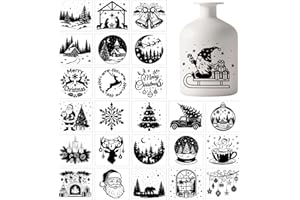 GLOBLELAND Lot de 25 feuilles d'autocollants pour lanterne, flocons de neige, étoiles, églises, sapin de Noël, lampes, bocaux