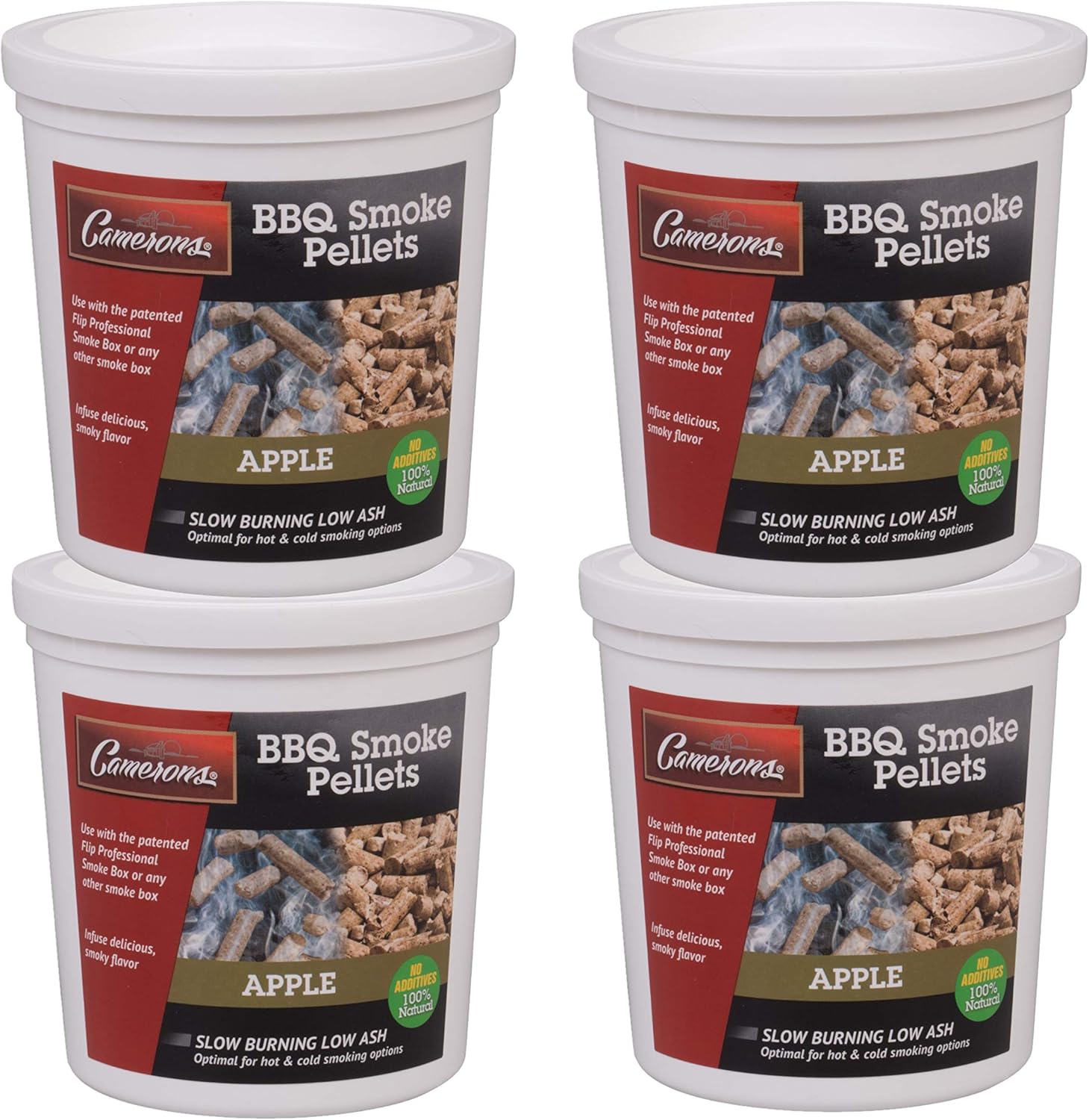 Camerons Smoking Wood Pellets (Apple)- Kiln Dried BBQ Pellets- 100% All Natural Barbecue Smoker Fuel- Value Pack 4 Pints