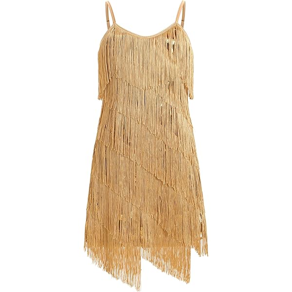 Kids Sequin Fringe Dress Honganda Girls Sequin Fringe Tassel Dress -  Sparkly Sleeveless Party & Dance Dress For Toddlers 3-10T
