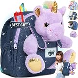 Naturally KIDS Purple Unicorn Backpack for Girls Toddler Gifts