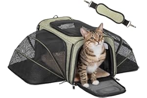 Petsfit Expandable Rabbit Carrier Bunny Carriers, 16 Inch Airline Approved Pet Carrier with 2 Extensions, Soft Washable Cushi