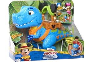 Disney Junior Mickey Mouse Funhouse Roarin' Safari Dino, 4-piece Figures and Playset, Dinosaur, Kids Toys for Ages 3 Up by Just Play