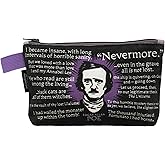 The Unemployed Philosophers Guild Edgar Allan Poe Bag - 9" Canvas Zipper Gothic Themed Pouch for Pencils, Tools, Cosmetics, Toiletries, and More