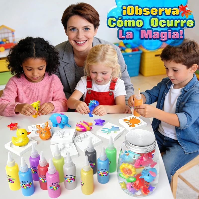 Aqua Gelz Set, Juguete de Gel de Agua Mágico 3D DIY, Juego Magic Gel Kit con 12 Colores y 12 Moldes, Regalo de Juguete Creativo para Niños, Juego Educativo STEM para niños 4-6 4-8 8-12 — foto 5 de 7
