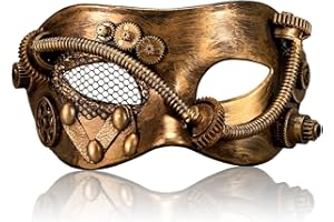 MYSEUNI 2025 New Steampunk Mechanical Mask- Steam Punk Halloween Masquerade Mask for Men- for Party, Prom, Christmas