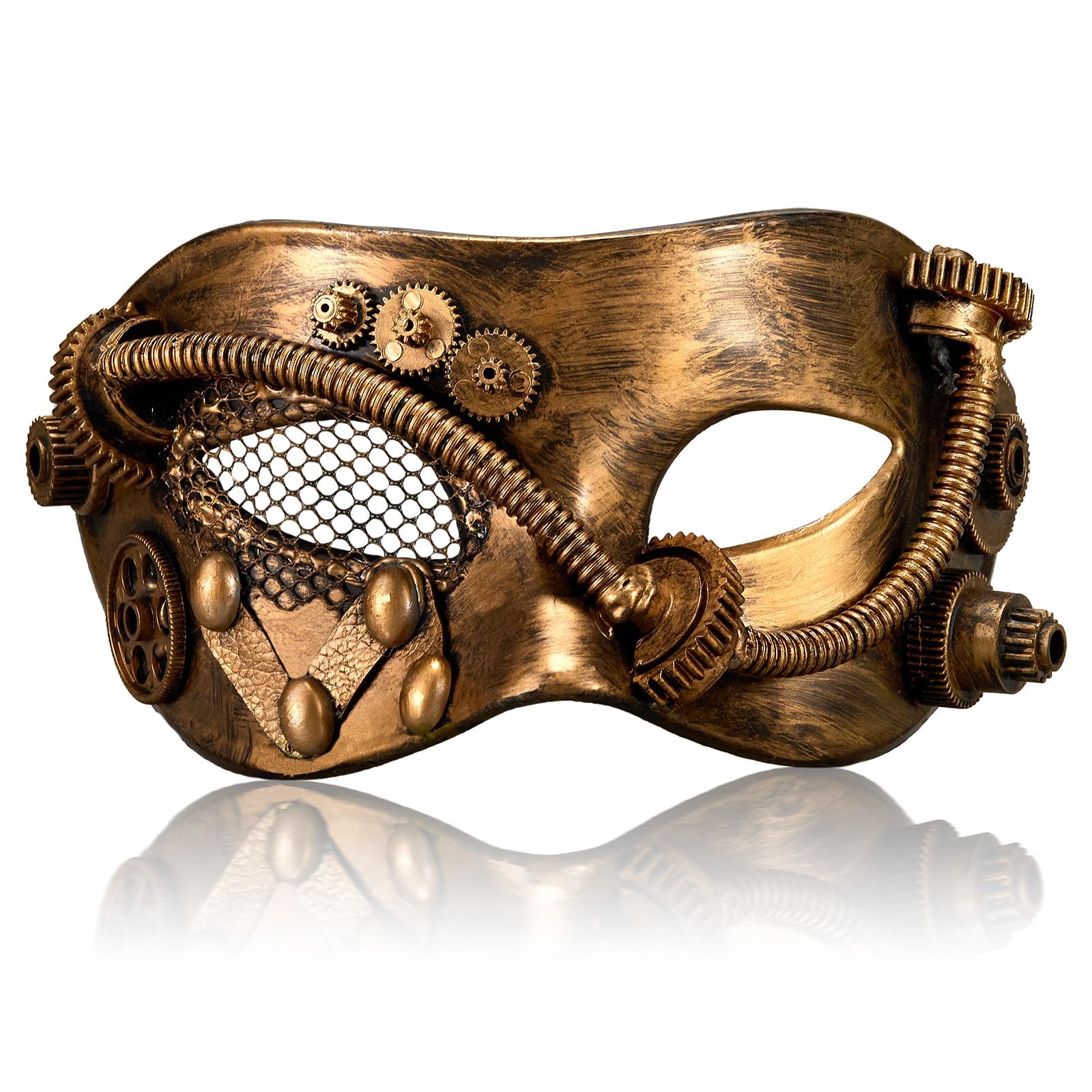 MYSEUNI 2024 New Steampunk Mechanical Mask Gold- Steam Punk Halloween Cosplay Costume for Men- Perfect for Masquerade Party, Ball, Prom, Christmas, New Years, Mardi Gras