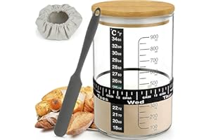 Pro Sourdough Bread Starter Kit - 34 oz Large Capacity Jar with 5 unique features for the perfect sour dough bread & sourdoug