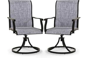 Murago Outdoor Patio Swivel Dining Chairs Set of 2, 360 Swivel and All Weather Rocking Chair with Textilene Mesh Fabric and Rust Proof Steel Frame, 400 Lb. Capacity, Grey